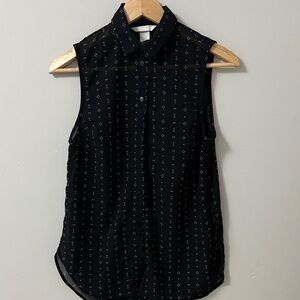 H&M Black Sleeveless Top with White Pattern